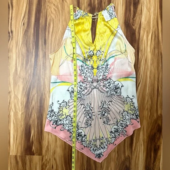 Cache Gold and Pink Asymmetrical Sleeveless Tank Top - Picture 6 of 7